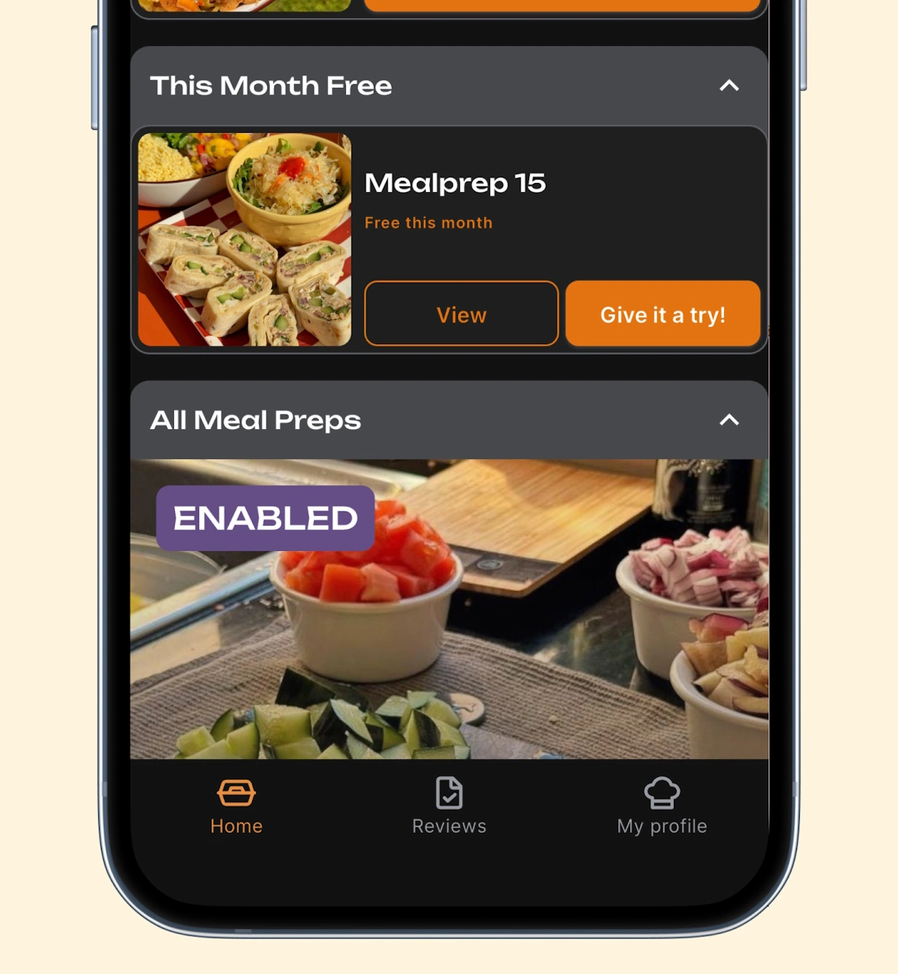 Скриншот додатку Mealpreper Guide з безкоштовним раціоном